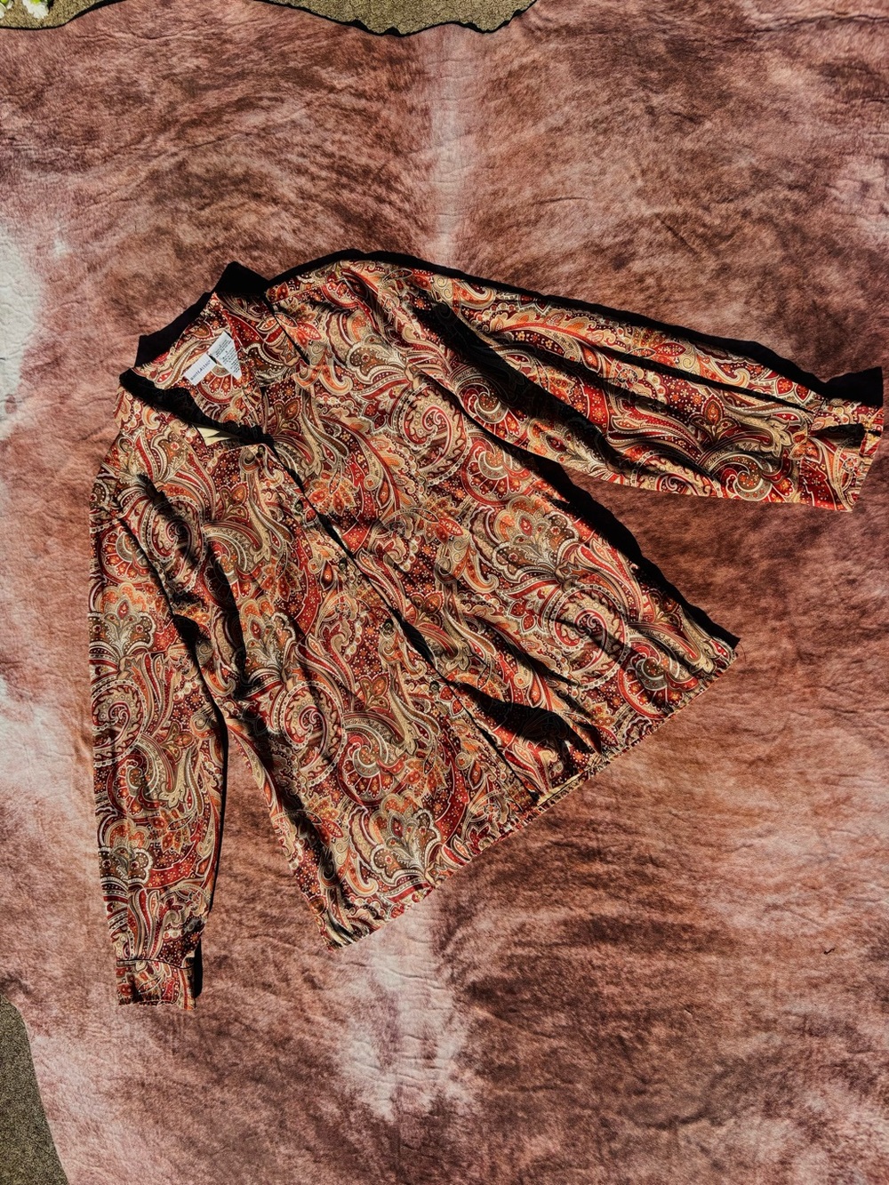 White Stag Men's Paisley Button-Down Shirt in Red, Brown & Cream